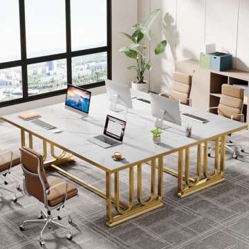 Tribesigns 70.87" Executive Desk with Faux Marble Finish