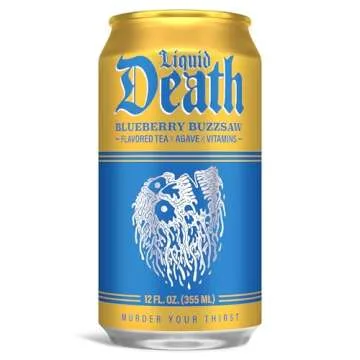 Liquid Death Blueberry Buzzsaw Iced Tea - 12-Pack, 12 oz Cans, Low Calorie & Vitamin-Infused