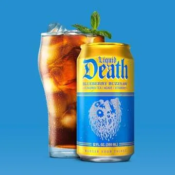 Liquid Death Blueberry Buzzsaw Iced Tea 12-Pack - Refreshing & Low Calorie