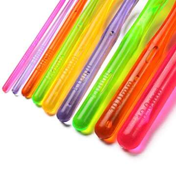 Luxbon 9 Sizes Multi-Coloured Acrylic Plastic Crochet Hooks Needles Set 3mm-12mm Crocheting Starter Pack