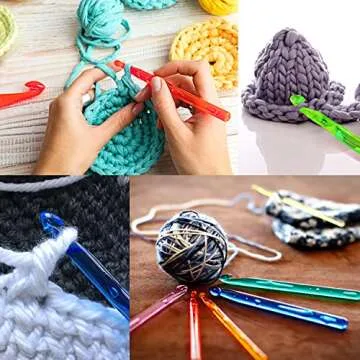 Luxbon 9 Sizes Multi-Coloured Acrylic Plastic Crochet Hooks Needles Set 3mm-12mm Crocheting Starter Pack