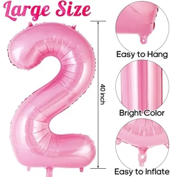 Jumbo 40 Inch Pink Number 2 Balloon for Birthdays