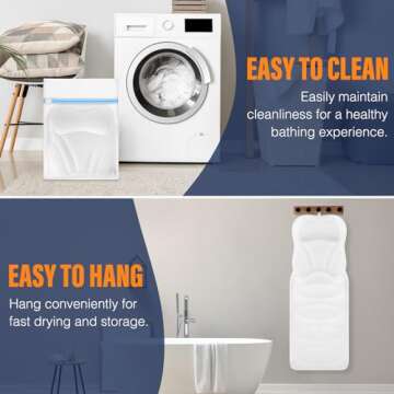 Full Body Bath Pillow for Bathtub, Thick Bathtub Cushion with Laundry Bag, Luxury Bath Tub Pillows for Headrest Neck and Back Support White 51" x 17"