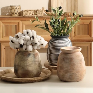 OOIT Ceramic Rustic Vase - Unique Decorative Home Decor