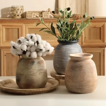 OOIT Ceramic Rustic Vase - Unique Decorative Home Decor