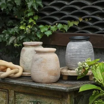 OOIT Ceramic Rustic Vase - Unique Decorative Home Decor