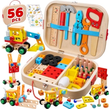 Goodfuns 56 Pcs Kids Tool Set for Toddlers, Montessori Educational STEM Toys, Construction Learning ...