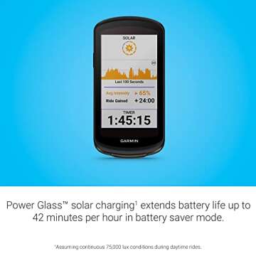 Garmin Edge® 1040 Solar, GPS Bike Computer with Solar Charging Capabilities, On and Off-Road, Spot-On Accuracy, Long-Lasting Battery, Device Only