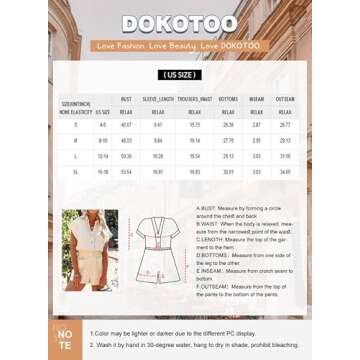 Dokotoo Ladies Cargo Rompers Short Sleeves One Piece 2024 Wide Leg Jumpsuits Sexy Resort Playsuit Teacher Outfit with Pocket,Bonbon Large