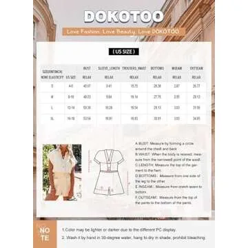Dokotoo Ladies Cargo Rompers Short Sleeves One Piece 2024 Wide Leg Jumpsuits Sexy Resort Playsuit Teacher Outfit with Pocket,Bonbon Large