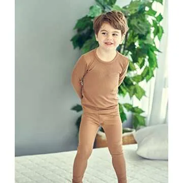 AVAUMA Baby Boys Girls Pajama Set Kids Toddler Snug fit Ribbed Sleepwear pjs for Daily Life Style (L/Camel(L))