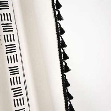 YOU SA Black Striped Window Curtains with Tassel Design