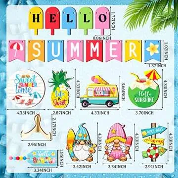 21 Pcs Summer Decor Set - Gnome & Beach-themed Decor
