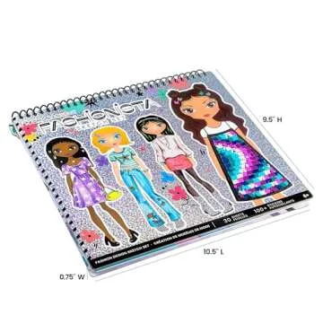 Fashion Angels Fashion Design Sketch Portfolio - Sketch Book for Beginners, Sketch Pad with Stencils and Stickers for Kids 6 and Up, Brown(Covers May Vary)
