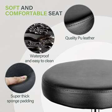 Nova Microdermabrasion Rolling Stool Swivel Salon Stool Chair Adjustable Drafting Stool Tattoo Office Massage Medical Facial Spa Stool (Black)