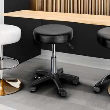 Nova Microdermabrasion Rolling Stool Swivel Salon Stool Chair Adjustable Drafting Stool Tattoo Office Massage Medical Facial Spa Stool (Black)