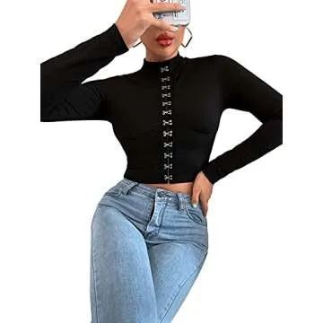 Stylish Long Sleeve Mock Neck Crop Top for Women