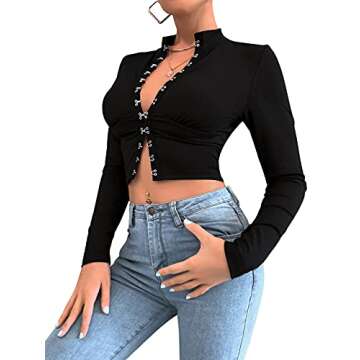 Stylish Long Sleeve Mock Neck Crop Top for Women