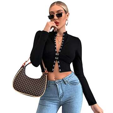 Stylish Long Sleeve Mock Neck Crop Top for Women