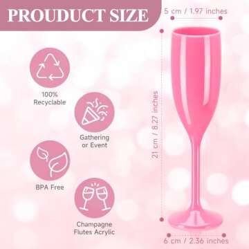 Champagne Flute Acrylic Champagne Glasses Wedding Toasting Champagne Flute Goblet Plastic Reusable Unbreakable Champagne Cups for Bachelorette Wedding Bridal Shower Party (Pink, 10)