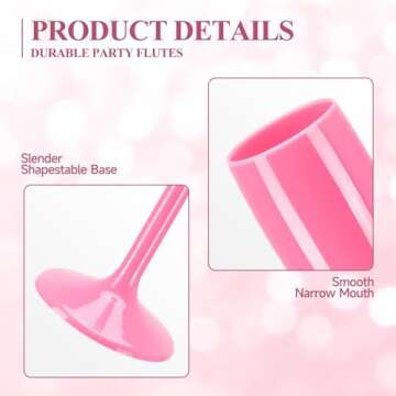 Champagne Flute Acrylic Champagne Glasses Wedding Toasting Champagne Flute Goblet Plastic Reusable Unbreakable Champagne Cups for Bachelorette Wedding Bridal Shower Party (Pink, 10)