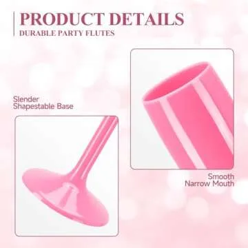 Champagne Flute Acrylic Champagne Glasses Wedding Toasting Champagne Flute Goblet Plastic Reusable Unbreakable Champagne Cups for Bachelorette Wedding Bridal Shower Party (Pink, 10)