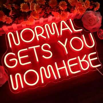 Normal Gets You Nowhere Neon Sign, Large Neon Lights Signs, LED Neon Signs for Wall Decor, Wedding, ...