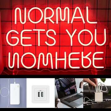 Normal Gets You Nowhere Neon Sign, Large Neon Lights Signs, LED Neon Signs for Wall Decor, Wedding, Birthday Gift(10.6*16.1in)