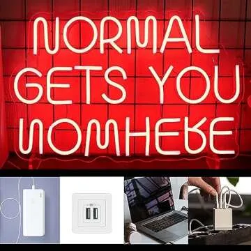 Normal Gets You Nowhere Neon Sign, Large Neon Lights Signs, LED Neon Signs for Wall Decor, Wedding, Birthday Gift(10.6*16.1in)