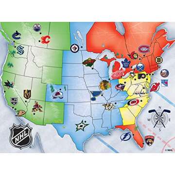 MasterPieces Sports Puzzle - All Teams 500 Piece Jigsaw Puzzle for Adults - NHL League Hockey Map - ...