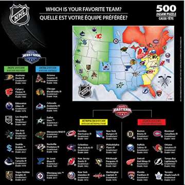 MasterPieces Sports Puzzle - All Teams 500 Piece Jigsaw Puzzle for Adults - NHL League Hockey Map - 21 x 15