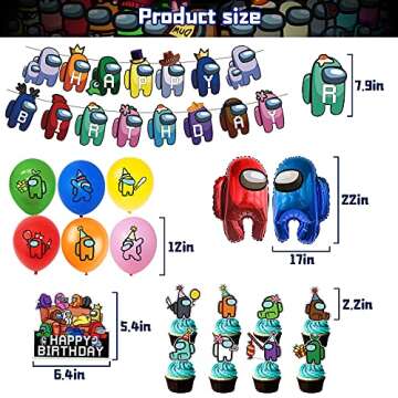 52 Pcs Video Game Birthday Party Decorations Theme Party Supplies Include Happy Birthday Banner, Foil Balloon, Cake Topper, Cupcake Topper, Latex Balloon, Party Favors for Girl & Boy