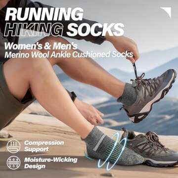 Anlisim Merino Wool Quarter Hiking Socks Compression Warm Thermal Winter Thick Cushion Running Moist...