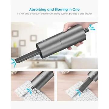Brigii Mini Vacuum Cleaner,Small Handheld Vacuum Cordless USB Rechargeable,Dust Buster and Blower 2 in 1, Easy to Clean Desktop, Keyboard, Drawer, Car Interior and Other Crevices, Small Spaces-Y120