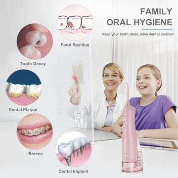 TOVENDOR Electric Water Dental Flosser Teeth Pick, Cordless Flossers Oral Irrigator IPX7 Waterproof ...