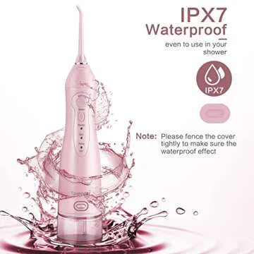 TOVENDOR Electric Water Dental Flosser Teeth Pick, Cordless Flossers Oral Irrigator IPX7 Waterproof 300ML Rechargeable Travel Water Teeth Cleaner with 5 Tips for Home Braces Care Gums Deep Cleaning