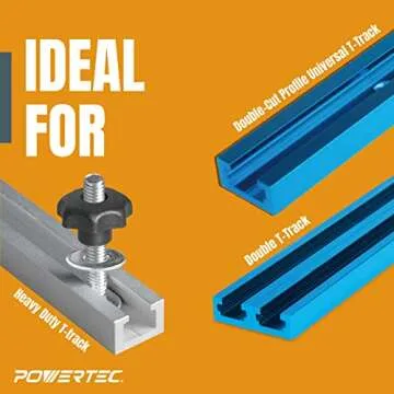 POWERTEC 71482 T-Track Knob Kit w/ 7-Star Knob, 5/16"-18 Threaded Bolts and Washers, 10 Pack, T Slot Bolts, T Track Accessories for Woodworking Jigs and Fixtures