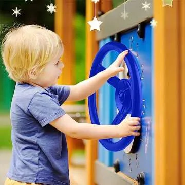 Haconba 2 Pack Steering Wheel Playset Plastic Pirate Ships Wheel with Mounting Tools for Kids Playground Outdoor Gym(Green,Blue)