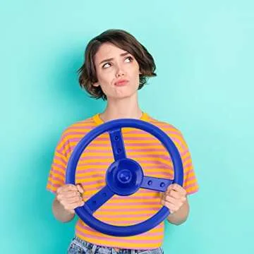 Haconba 2 Pack Steering Wheel Playset Plastic Pirate Ships Wheel with Mounting Tools for Kids Playground Outdoor Gym(Green,Blue)