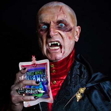 Halloween Blood Bags Party Supplies - 20 Halloween Drink Pouches + 2 Funnels Halloween Party Favors,...