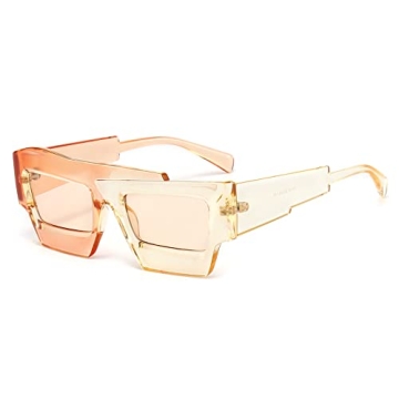 YAMEIZE Hip Hop Irregular Square Sunglasses - Trendy color blocking Rectangle UV400 Protection Sun G...