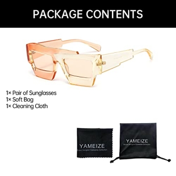 YAMEIZE Irregular Square Sunglasses for UV400 Protection