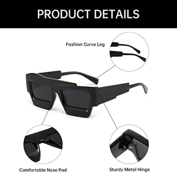 YAMEIZE Irregular Square Sunglasses for UV400 Protection