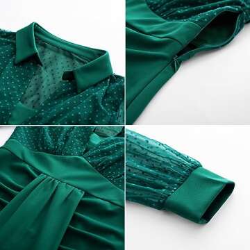 Belle Poque Vintage Elegant Dress with Slit Swiss Dot Sleeves