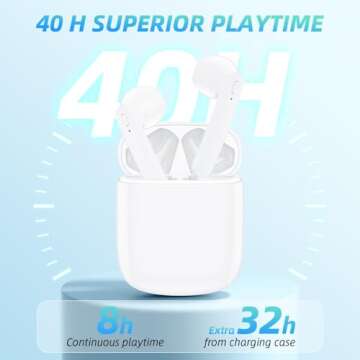 Wireless Earbuds 40H Playtime 8H Continuous Playtime Bluetooth Ear Buds, IPX6 Waterproof Stereo Soun...
