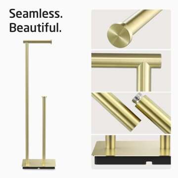 KES Free Standing Bathroom Toilet Paper Roll Holder, Toilet Paper Holder Stand with Weighted Base SUS304 Stainless Steel Brushed Gold, BPH286S1B-BZ