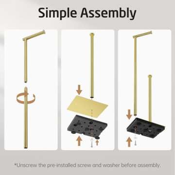 KES Free Standing Bathroom Toilet Paper Roll Holder, Toilet Paper Holder Stand with Weighted Base SUS304 Stainless Steel Brushed Gold, BPH286S1B-BZ