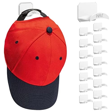 joyliveCY 16 Pack Hat Racks - No Drilling Self-Adhesive Hooks for Hat Display
