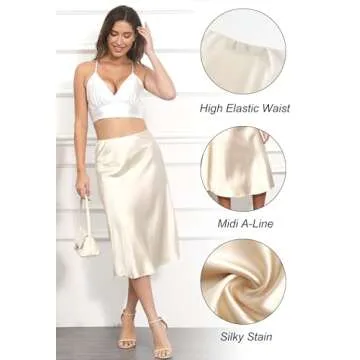 Elegant Women's Satin Midi Skirt for Versatile Outfits