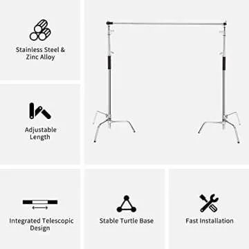 Meking 10x10FT / 3x3M Photo Backdrop Stand Kit, Heavy Duty Adjustable Photography Background Support...